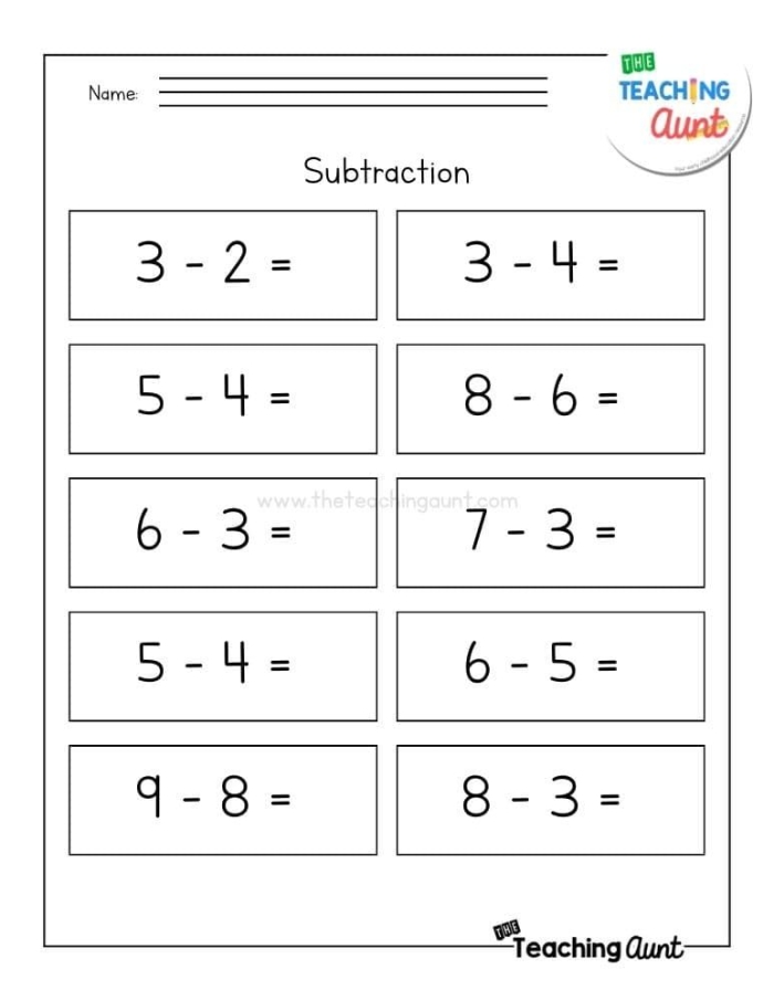 Students practicing multi-digit subtraction problems in a fourth-grade math worksheet
