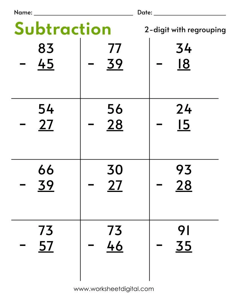 Fourth grade decimal subtraction worksheet for building math fluency and speed