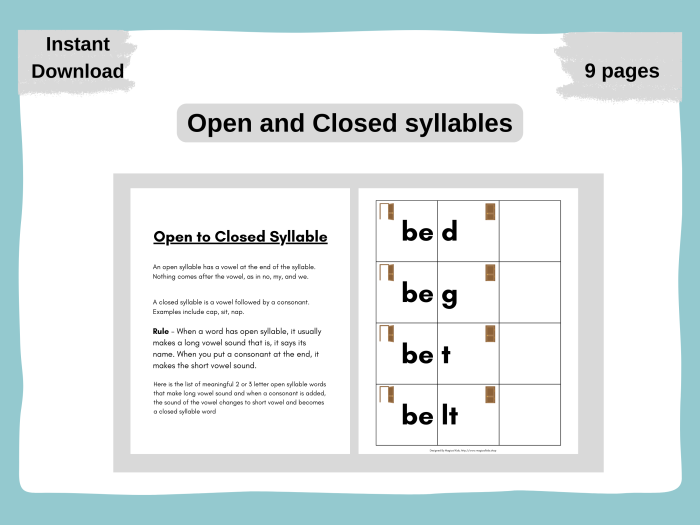 Open and Closed Syllable Sort Worksheet 14 for Fourth Grade Geography and Language Arts Fourth grade students practicing word analysis with an open and closed syllable sort worksheet number 14