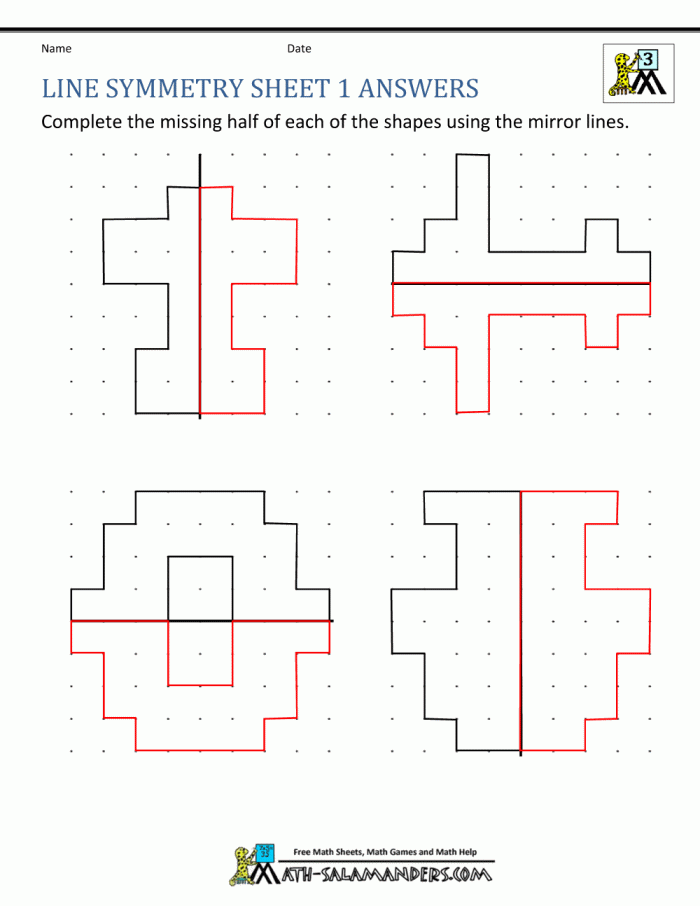 Interactive Symmetrical Shapes worksheet for hands-on learning Worksheet for identifying symmetrical and asymmetrical shapes aimed at fourth graders