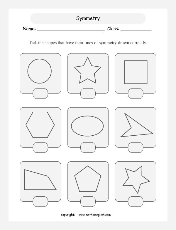Interactive Symmetrical Shapes Worksheet for Fourth Grade Students Colorful worksheet featuring various shapes for identifying symmetry