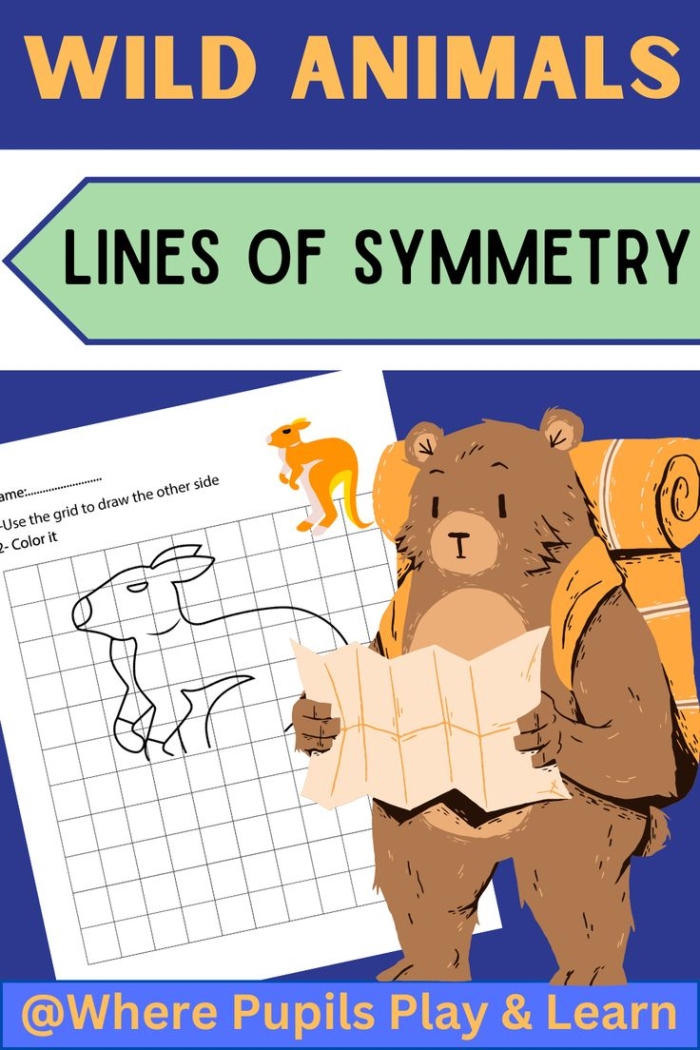 Printable worksheet for fourth graders focusing on drawing lines of symmetry in geometric shapes