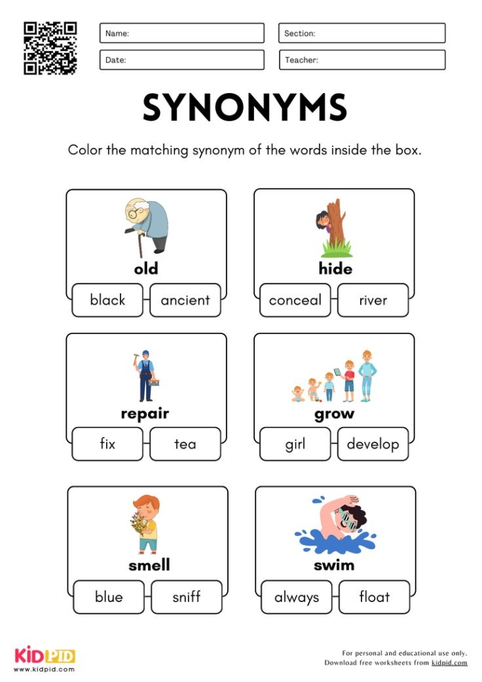Fourth grade students engage with a Level 2 worksheet to match synonyms in history vocabulary. Fun matching activity for enhancing vocabulary skills in history for fourth graders.