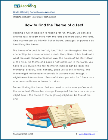 Worksheet for fourth graders focusing on finding the theme in a story through reading and comprehension questions. Finding the Theme worksheet for multiplication practice in fourth grade.