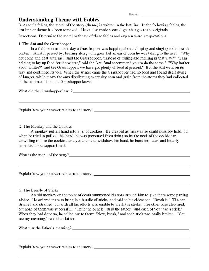 Flowchart showing steps for fourth grade students to identify the main theme of a fictional story using a decision tree format