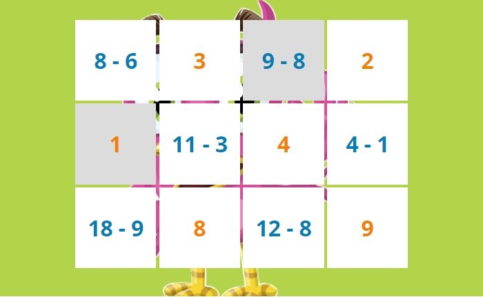 Fourth grade tile math puzzle worksheet with sequential calculation problems