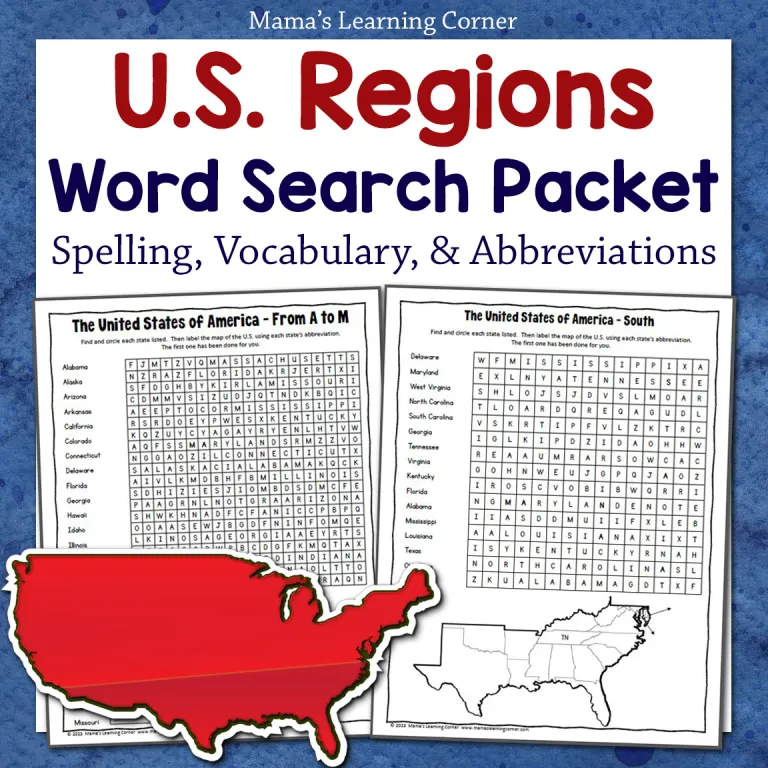 United States word search worksheet featuring national landmarks and historical sites for fourth graders