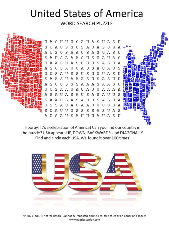 United States word search worksheet featuring national landmarks and historical sites for fourth graders