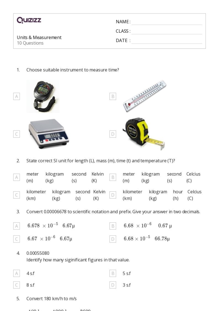 Engaging fourth-grade measurement quiz worksheet for learning about different units Colorful units of measurement worksheet for fourth graders featuring quiz questions