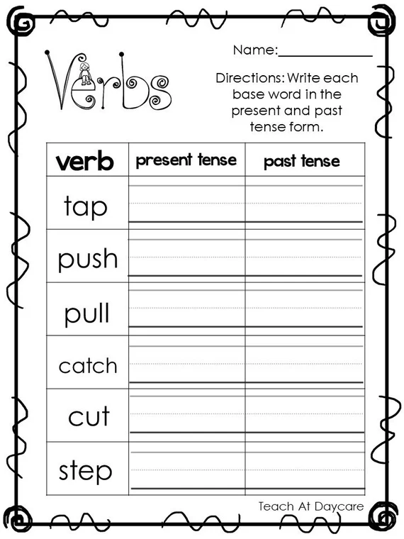 Fourth grade worksheet for identifying past present and future verb tenses and progressive forms