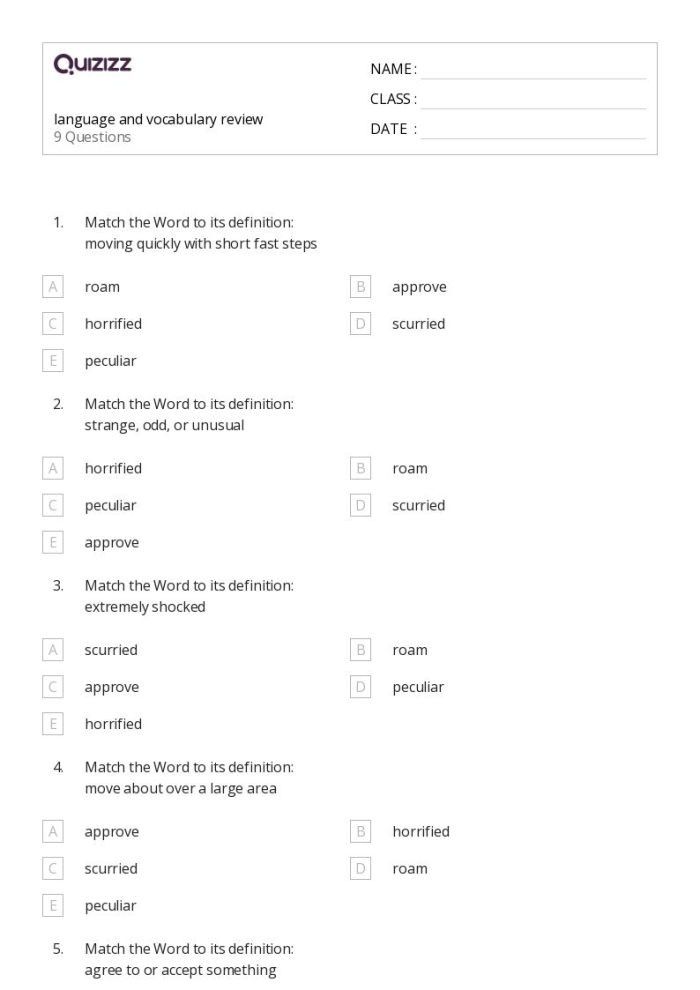 Fourth grade students completing a vocabulary inventory graphic organizer to assess their algebra knowledge