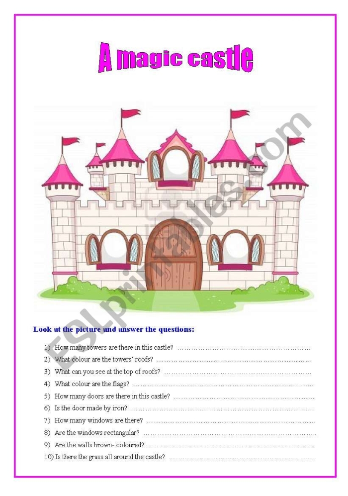 Fourth grade student working on a castle-themed vocabulary worksheet to help a princess escape