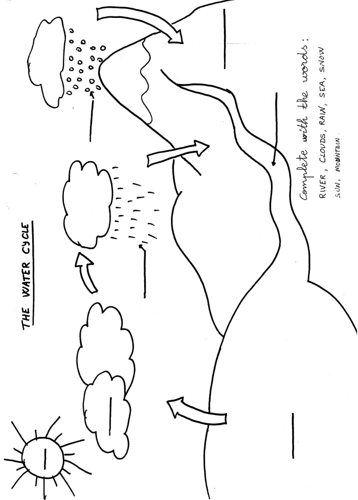Water Cycle Educational Worksheet for Fourth Grade Students 20 Fourth grade worksheet showing a diagram of the water cycle process