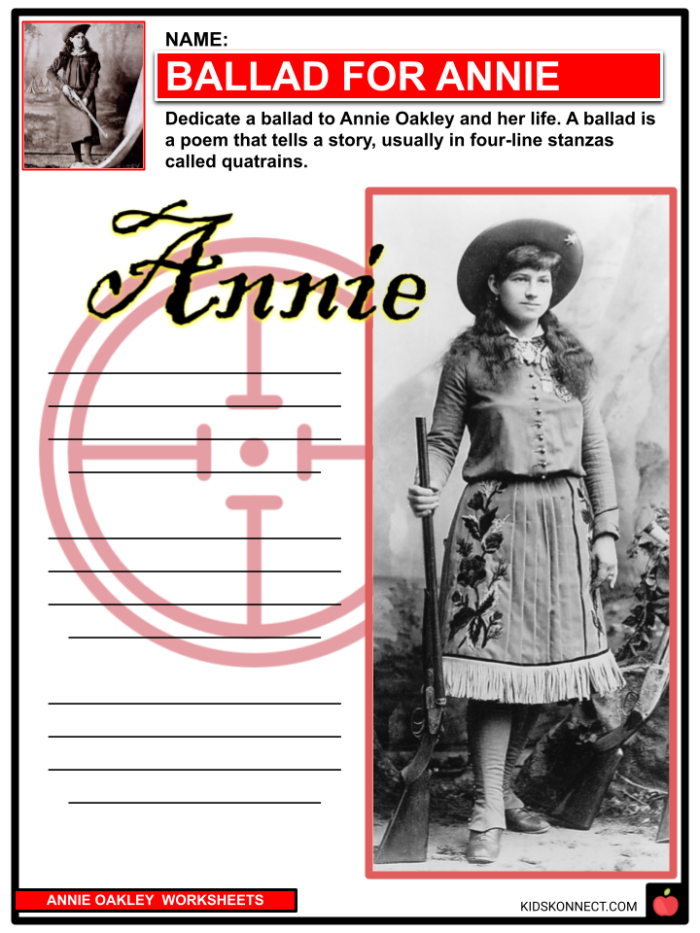 An educational worksheet featuring Annie Oakley, the iconic sharpshooter from the Wild West. Discover the legacy of this remarkable woman in history with our informative resource for fourth graders.