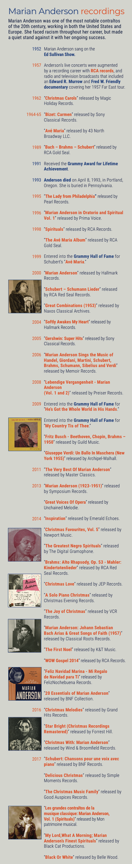 Worksheet featuring Marian Anderson's biography for fourth graders