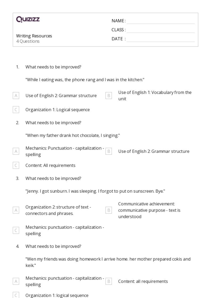 Fourth grade student completing a pre-writing graphic organizer about a special life event