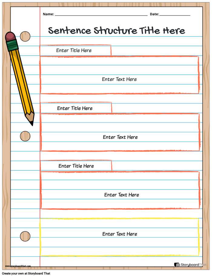 Educational resource for practicing sentence structures in phonics for fourth graders Worksheet featuring three sentence structures for fourth-grade students to enhance their writing skills