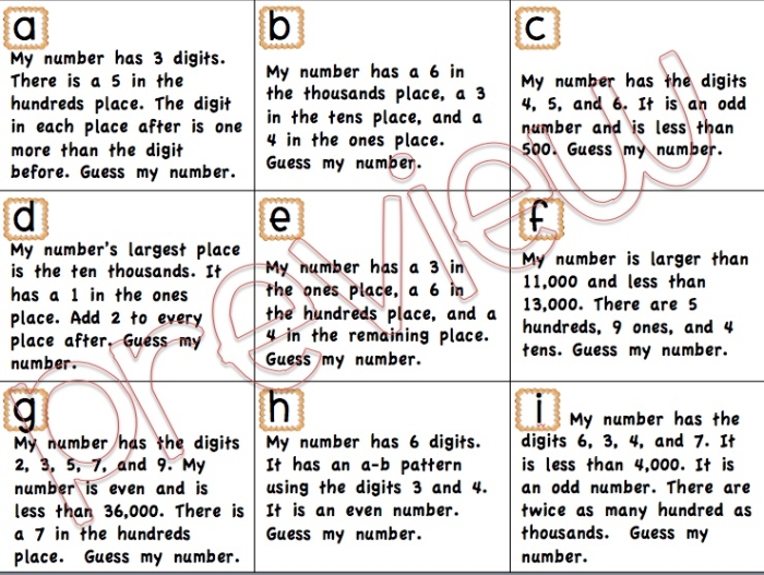 Guess My Number Math Challenge Worksheet 18 Fourth grade students using clues to solve a math riddle on a Guess My Number worksheet