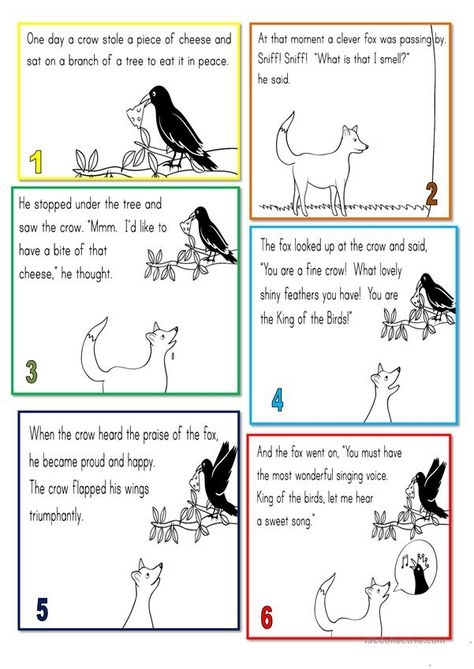 Second grade reading comprehension worksheet featuring The Fox and the Crow fable for mixed operations practice 17