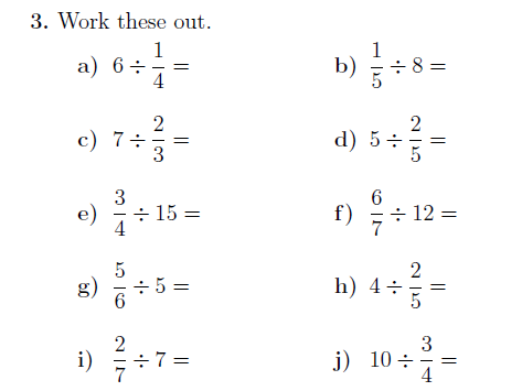 Dividing Fractions by Whole Numbers Worksheet Number 15 Fifth grade student working on a math worksheet for dividing fractions by whole numbers