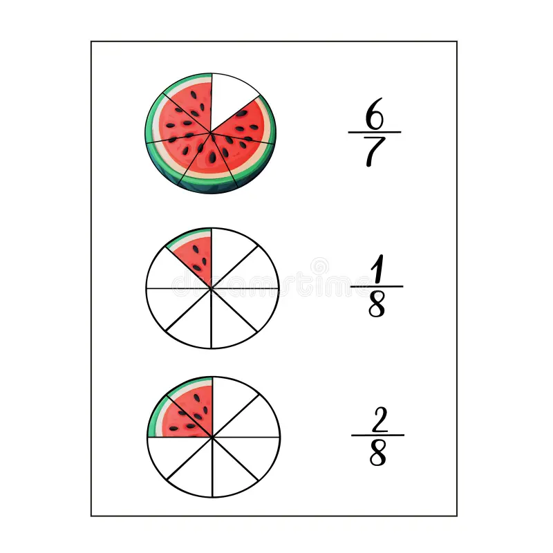 Fraction Fruit worksheet for fourth grade grammar and mechanics review Colorful worksheet featuring apples and oranges for fraction practice