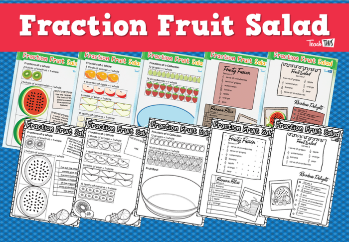 Grammar and Mechanics worksheet for Fourth Grade Colorful apples and oranges on a worksheet designed for practicing fractions. Engaging Fraction Fruit worksheet for fourth graders' math review.