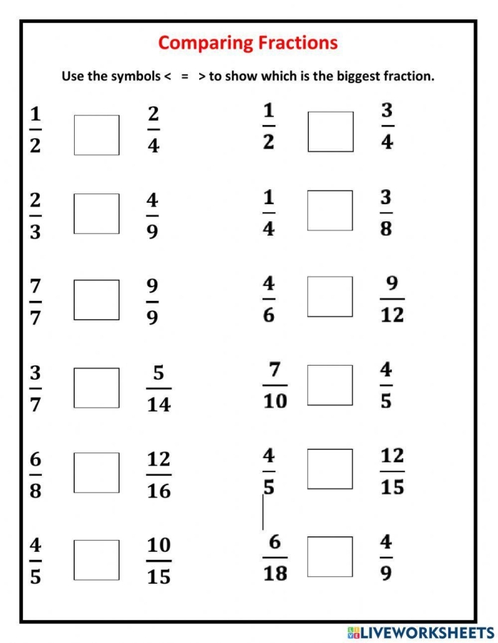 Visual representation of comparing fractions using shapes for second graders