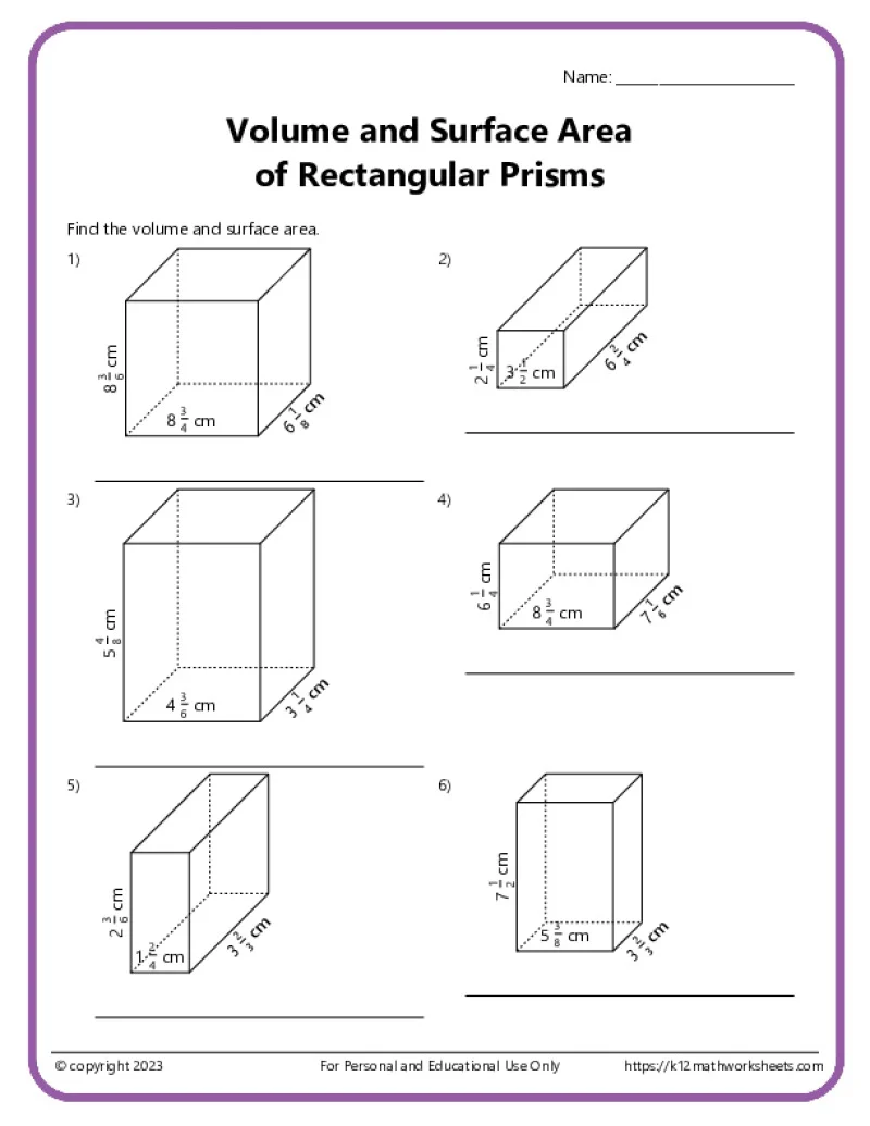 Finding Volume of Rectangular Prisms With Fractions Practice Problem 9 A sixth grade student working through a geometry worksheet problem about calculating the volume of rectangular prisms using fractional measurements