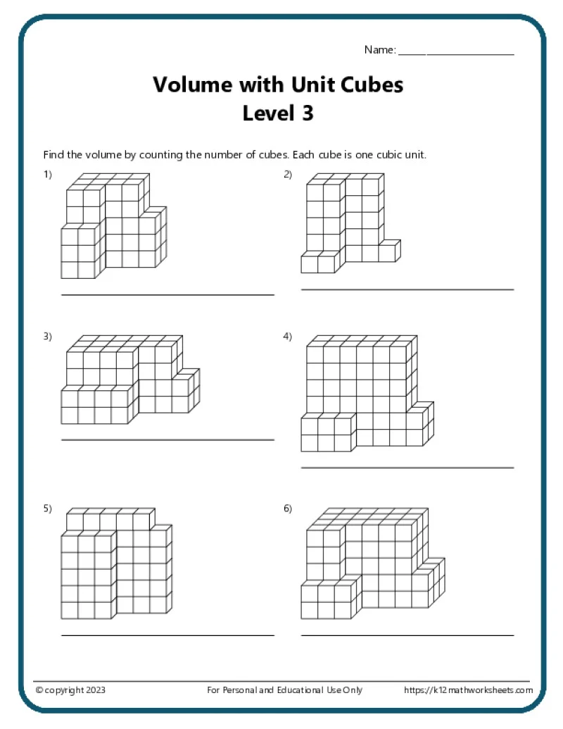 Sixth grade math worksheet for calculating the volume of rectangular prisms and cubes with fractional side lengths