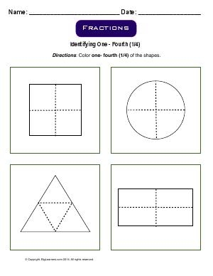 Identifying Halves, Thirds, and Fourths worksheet for Second Grade