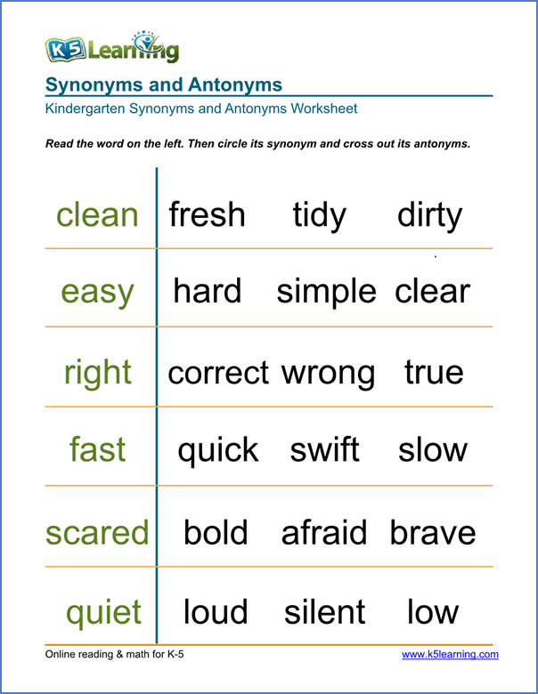 Frayer Model worksheet for teaching synonyms and antonyms in third grade