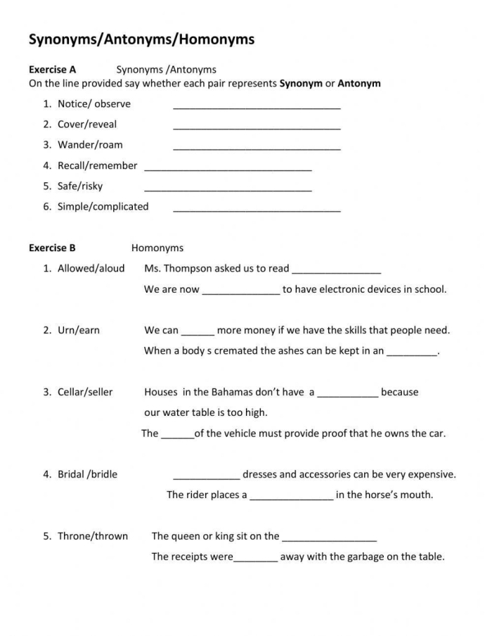 Frayer Model worksheet for third graders focusing on synonyms and antonyms