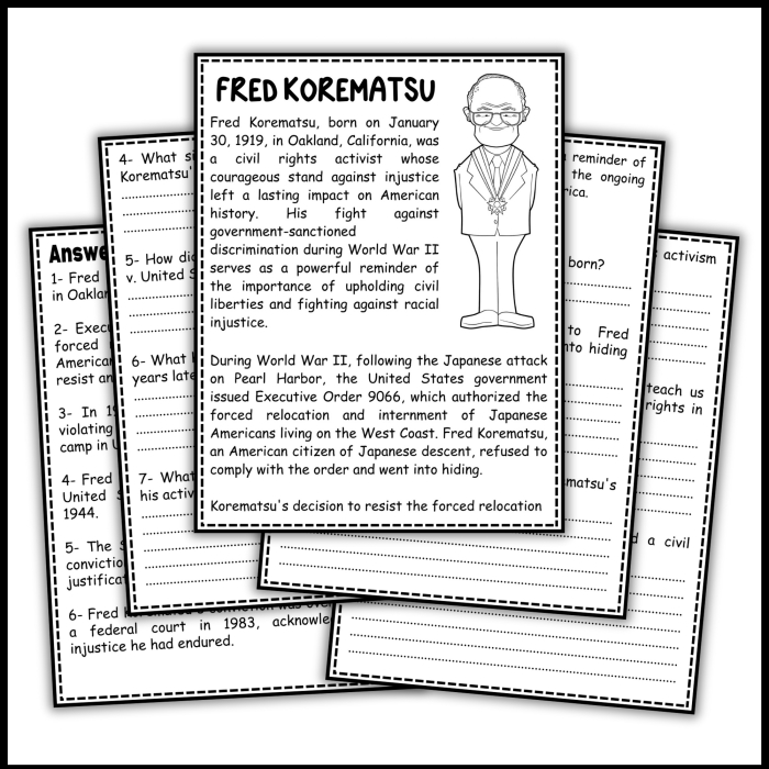 Sixth grade students reading informational text about Fred Korematsu and Japanese American civil rights history