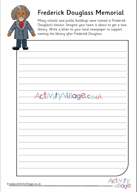 Frederick Douglass historical figure learning activity worksheet number fifteen Educational worksheet featuring a portrait illustration of historical hero Frederick Douglass for second grade algebra students