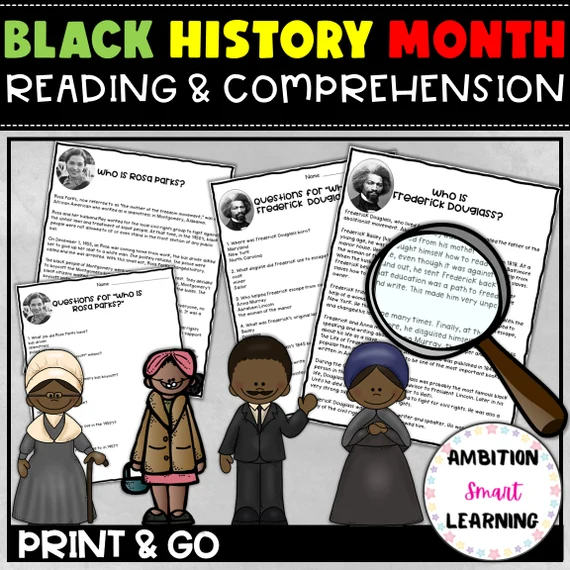 Reading Comprehension worksheet featuring a passage about Frederick Douglass for second graders