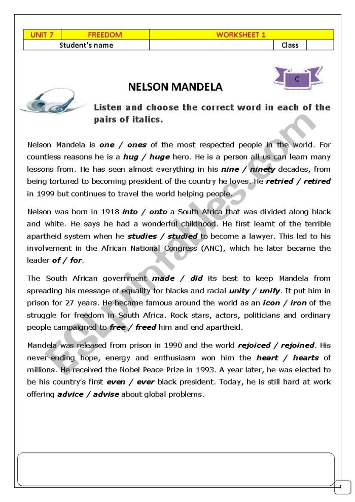 Fifth grade history worksheet about the concept of freedom for students