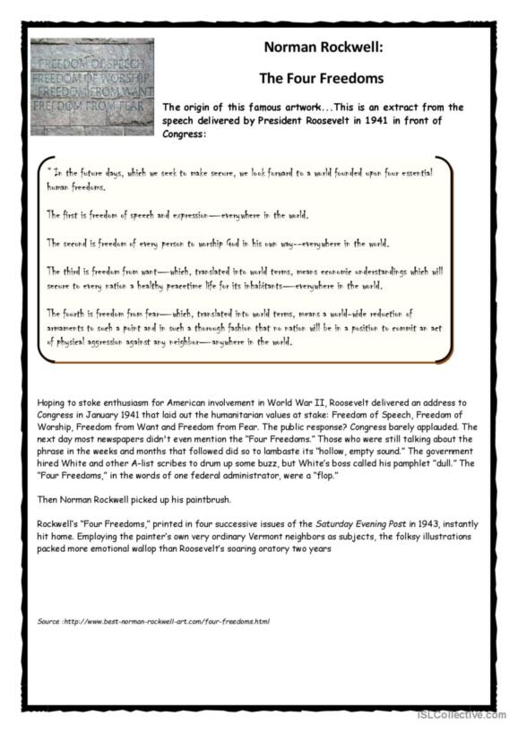 Worksheet for fifth graders exploring the concept of freedom in history class