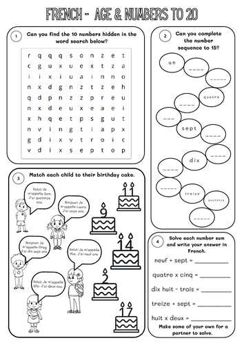 Fourth grade geometry worksheet featuring Chris and Yannick teaching French greetings