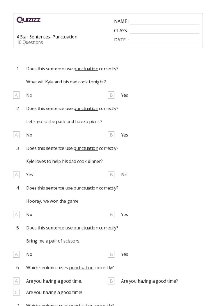 Punctuating Your Letter Worksheet Page Nine Fourth grade student editing a friendly letter to practice punctuation marks and grammar rules