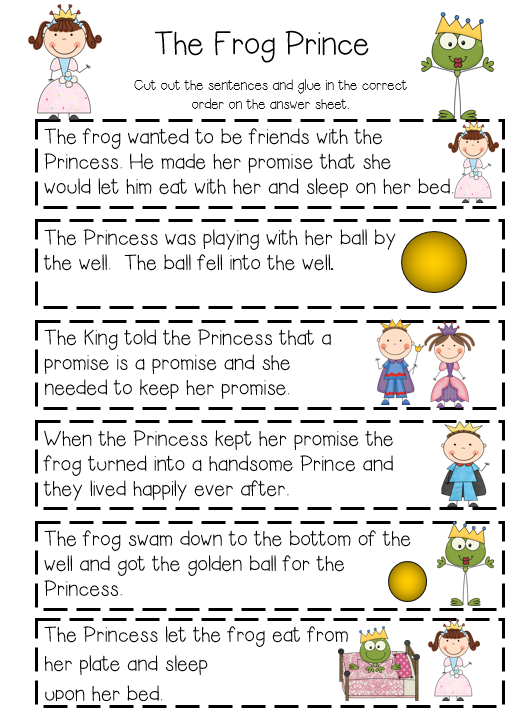Engage your child with the enchanting tale of "The Frog Prince" in this fun worksheet Story of the Frog Prince worksheet for first grade reading comprehension practice