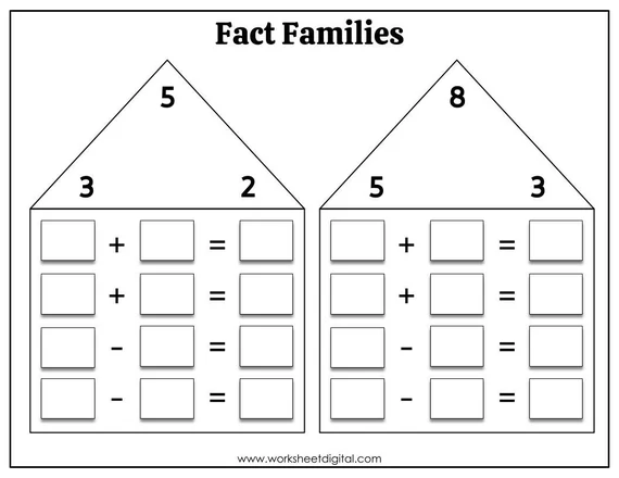 Engaging worksheet to help 1st graders master fact families after winter break Frosty Fact Families worksheet for first graders focusing on addition and subtraction practice