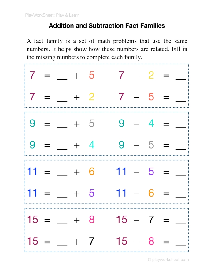 Engage your child with this fun and educational worksheet to enhance math understanding Frosty Fact Families worksheet for first graders focusing on addition and subtraction skills