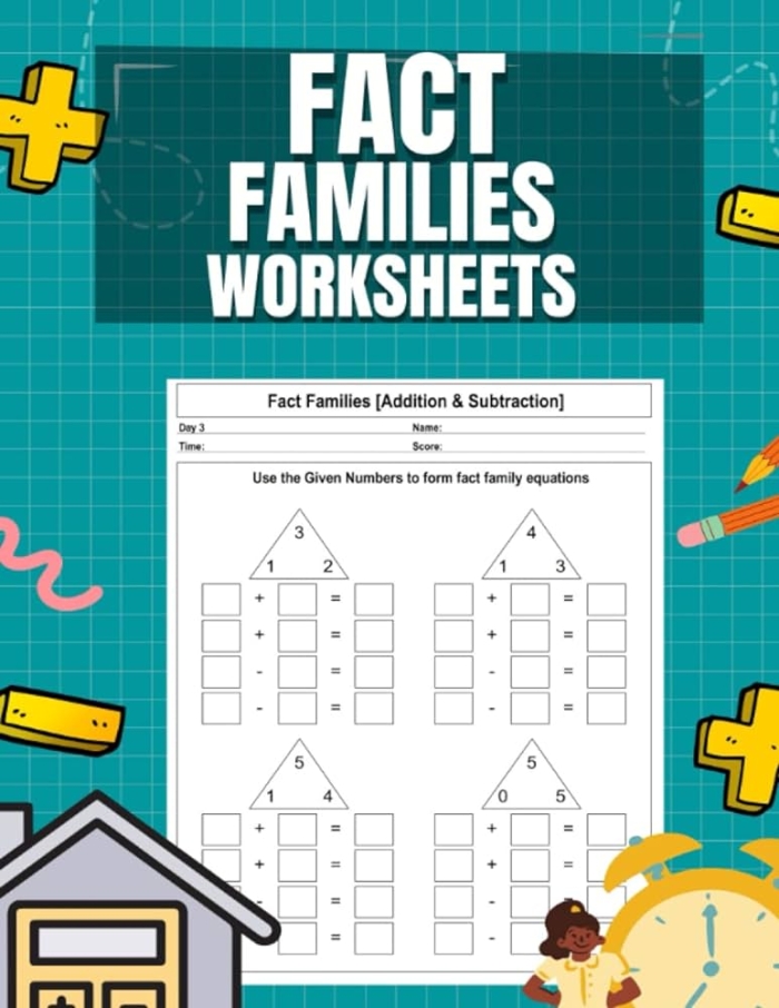 Interactive learning tool to help 1st graders sharpen their math skills during winter break Frosty Fact Families worksheet for first graders focusing on addition and subtraction practice