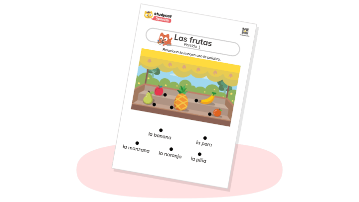 Engaging fruits in Spanish worksheet for fourth graders to enhance vocabulary Worksheet for learning fruits in Spanish with matching activity