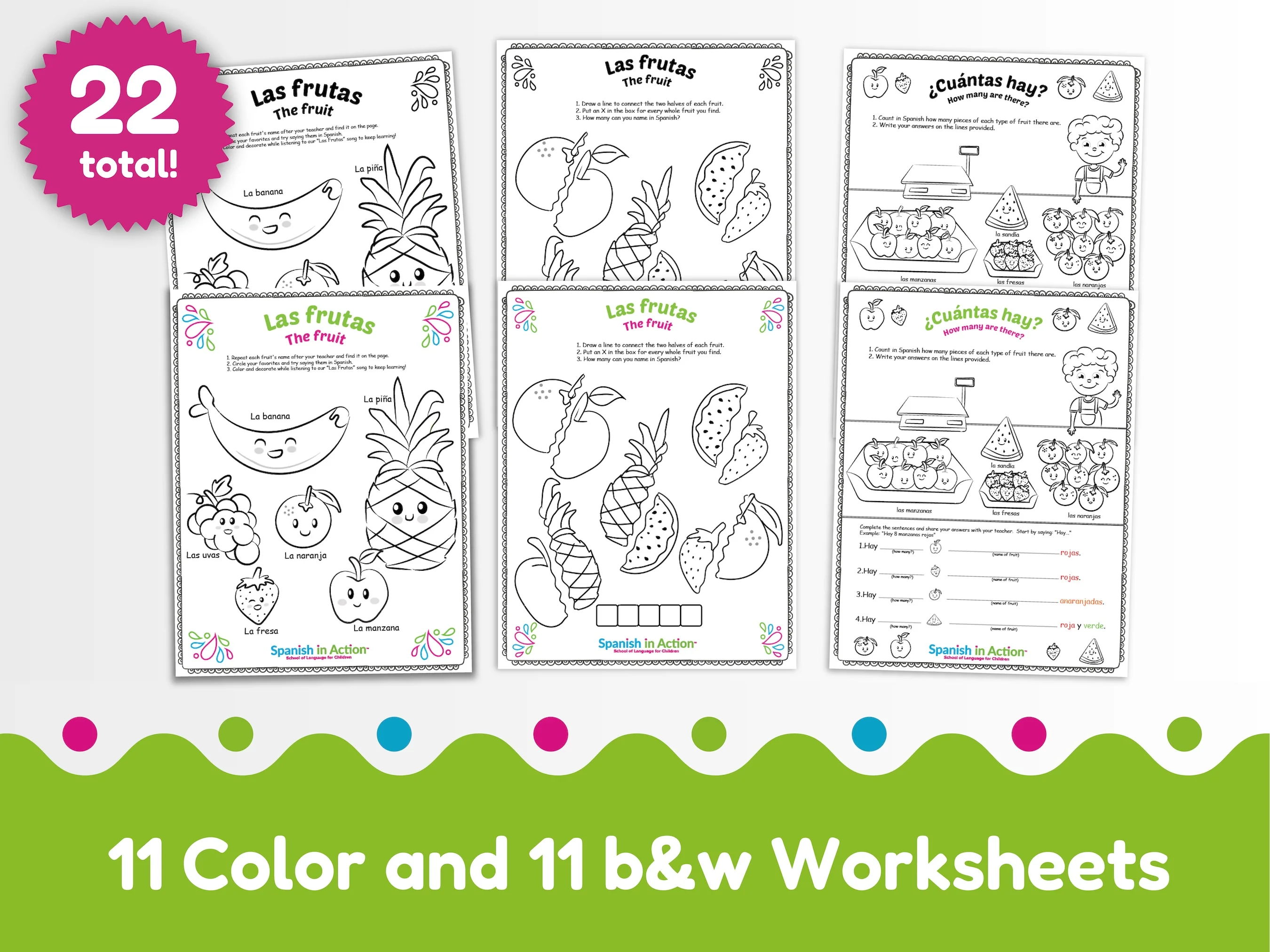 Interactive fruits in Spanish worksheet for fourth graders to enhance language skills Worksheet featuring various fruits with their Spanish names for vocabulary practice