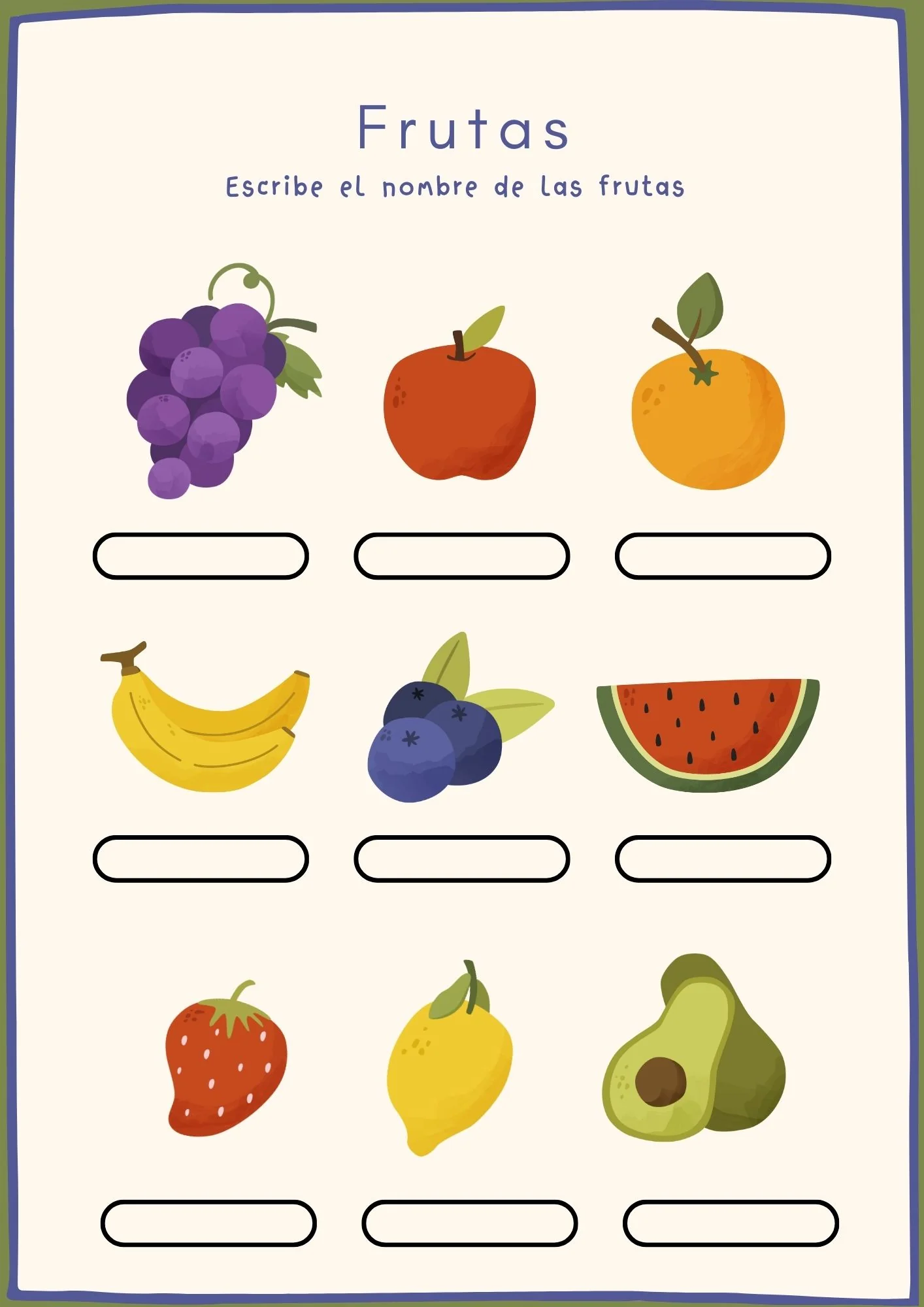 Engaging activity to enhance Spanish vocabulary on fruits Worksheet featuring fruits in Spanish for fourth graders