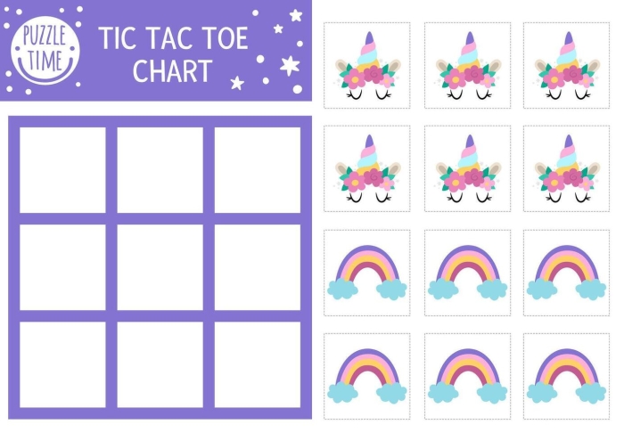Colorful tic-tac-toe cards featuring cartoon suns and moons for first graders. Fun Sun and Moon Tic-Tac-Toe Worksheet for Earth and Space Science.