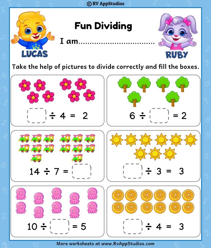 Numbers and Counting worksheet for Third Grade Fun With Division worksheet for third graders featuring engaging math problems and a hidden phrase. Exciting division practice sheet to enhance children's counting skills.