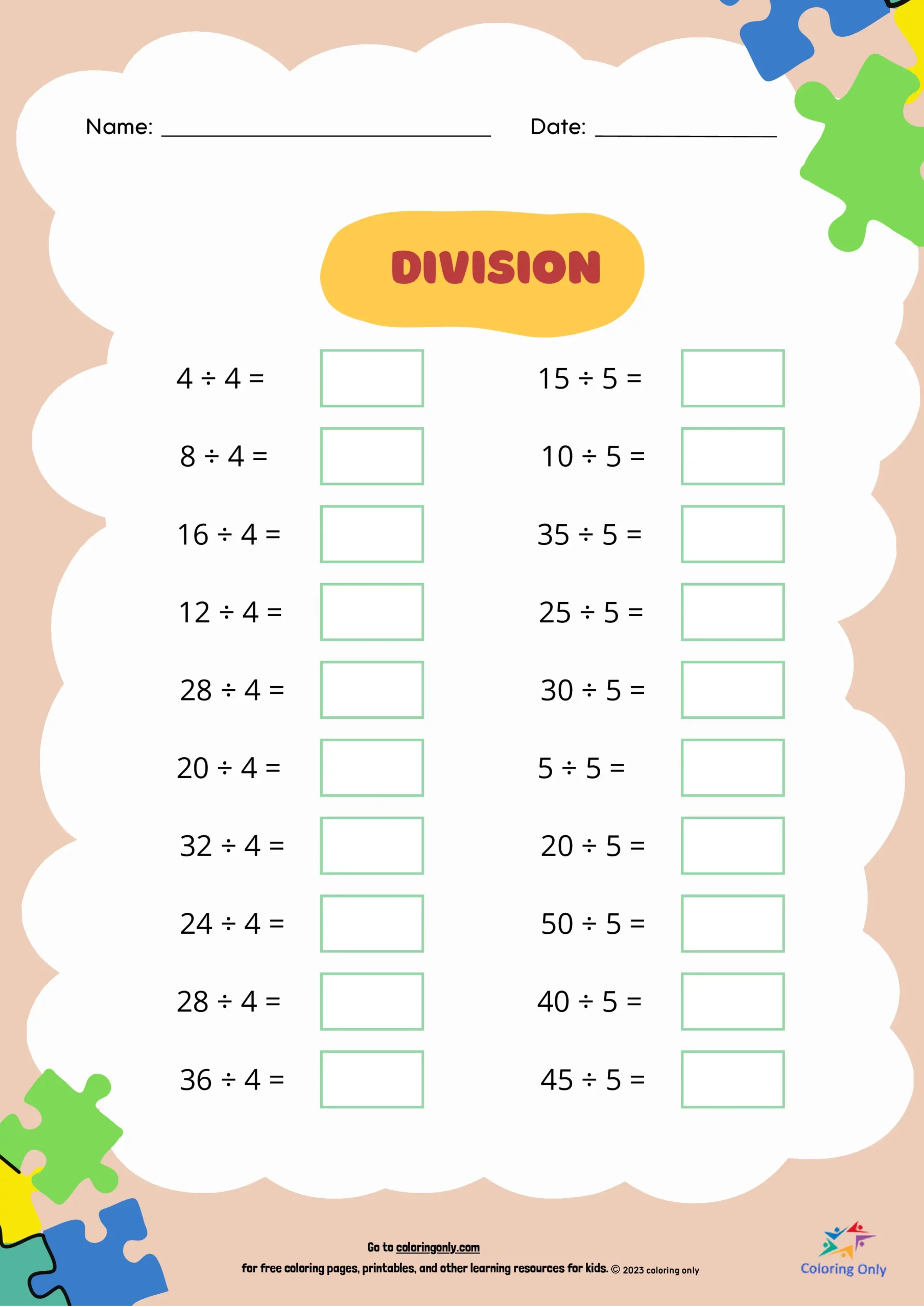 Numbers and Counting worksheet for Third Grade Fun With Division worksheet for third graders featuring engaging math problems and a hidden phrase. Interactive division practice sheet that makes learning enjoyable for kids.