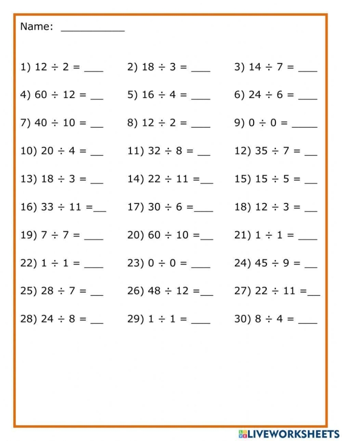 Colorful Fun With Division worksheet for third-grade math practice and discovery Fun With Division worksheet featuring engaging problems for third graders to solve and reveal a hidden phrase